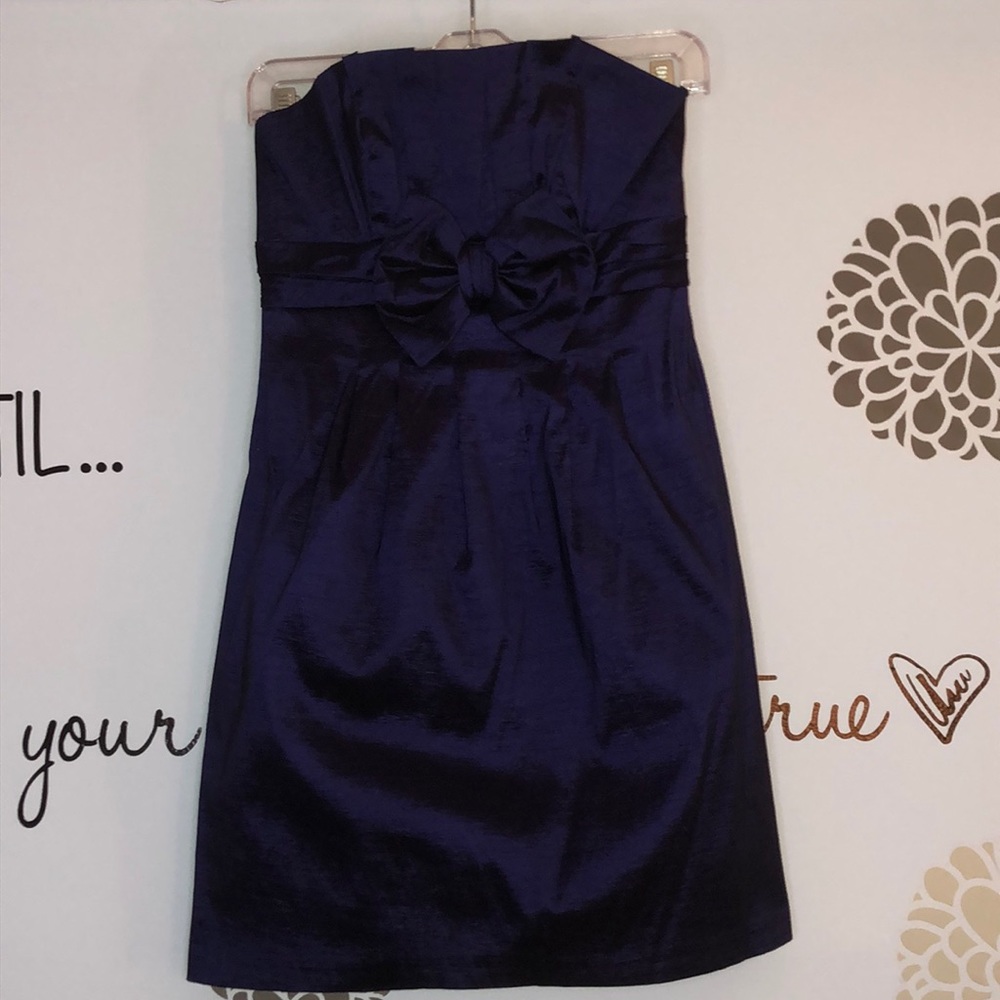 Jessica McClintock, Strapless Navy Cocktail Dress
